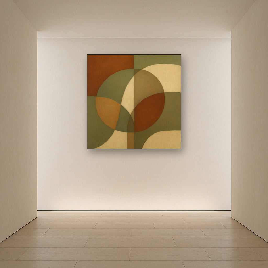 Intersecting Curved Forms in Olive & Rust No. 5 Oil Painting - View 5