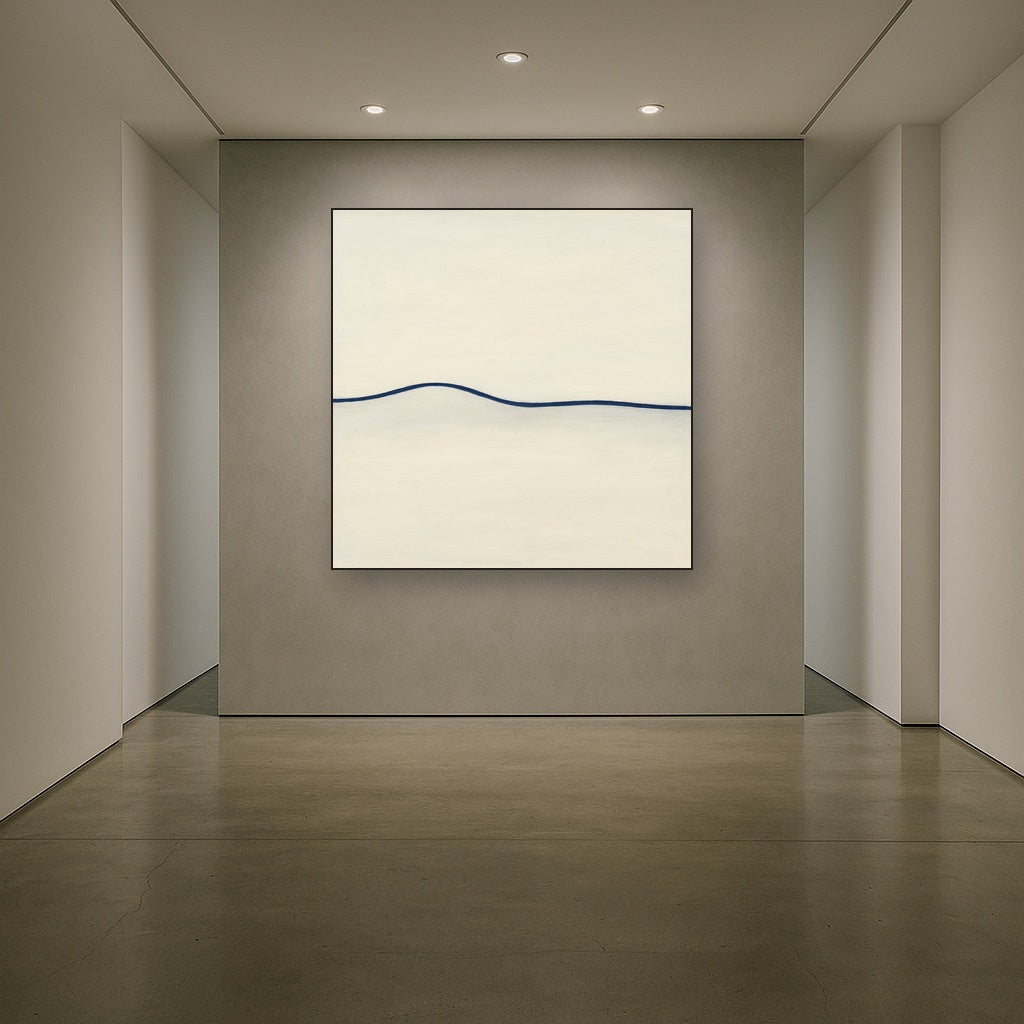 Minimalist Continuous Line Horizon in Deep Indigo No. 7 Fine Art Oil Painting - View 5