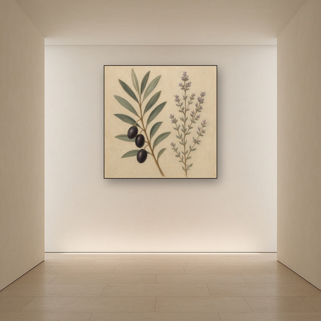 Olive Branches & Wild Thyme Botanical Study No. 8 Fine Art Oil Painting - View 5