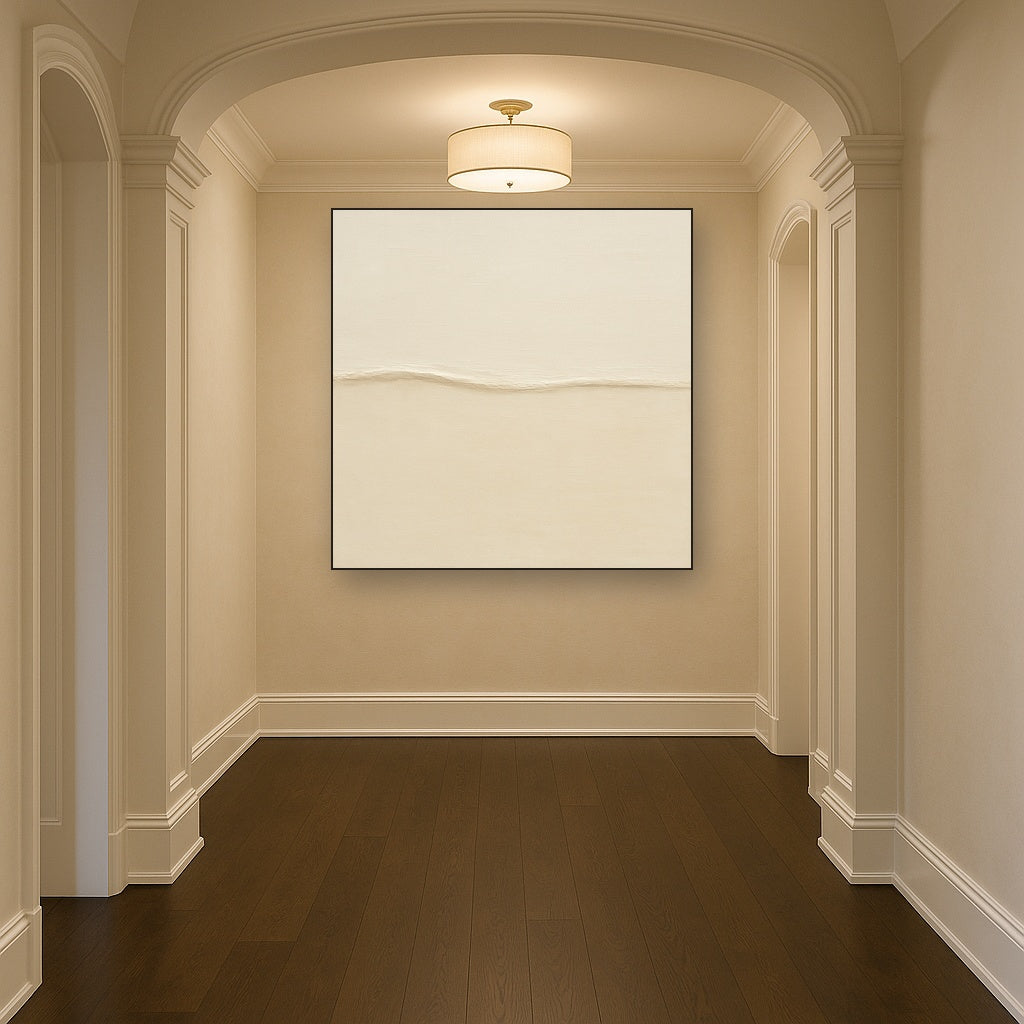 Minimalist White Horizon Band No. 7 - Modern Fine Art Oil Painting - View 5