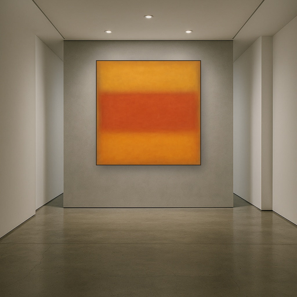 Luminous Ochre & Terracotta Horizon Color Field No. 23 Oil Painting - View 5