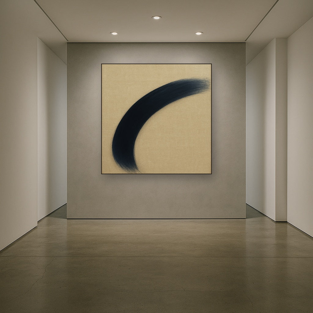 Navy Indigo & Warm Sand Sweep No. 2 - Modern Fine Art Oil Painting - View 5