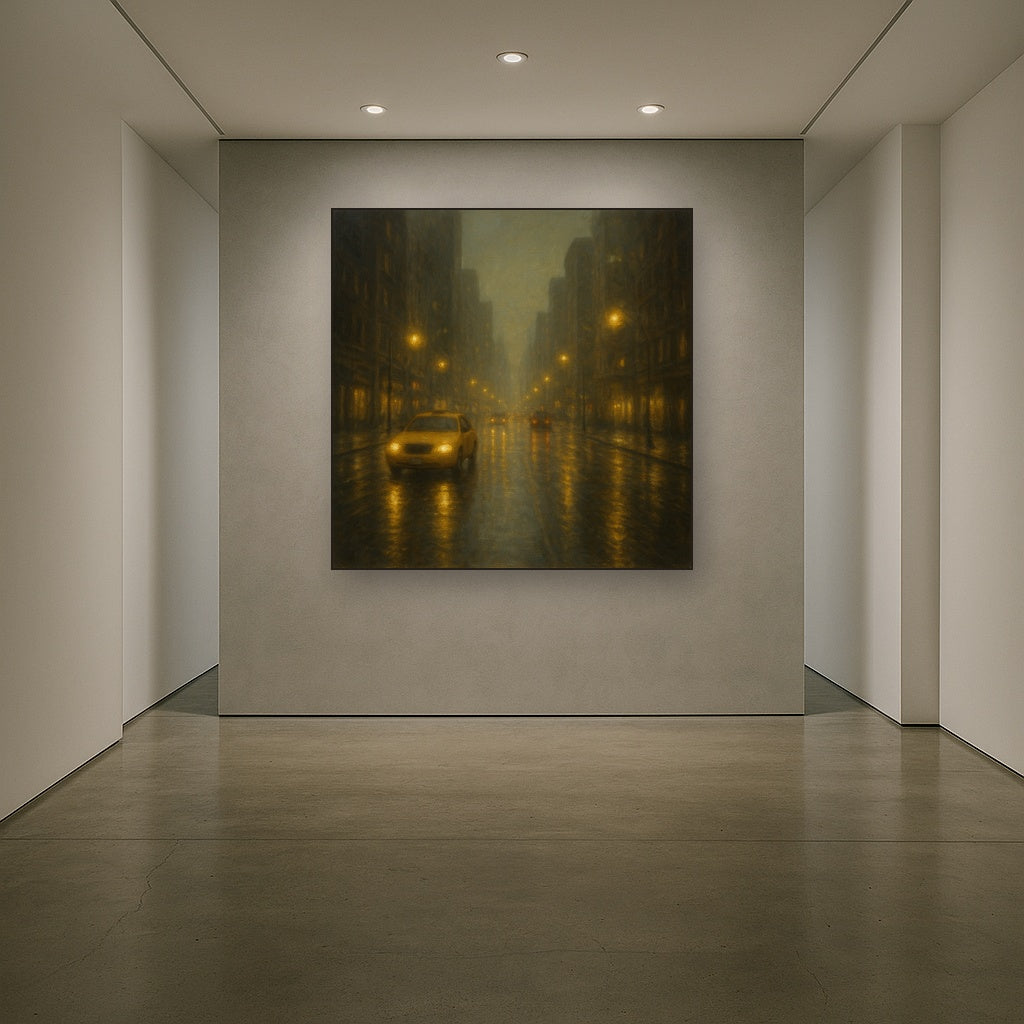 Rain-Drenched Manhattan Avenue Lights No. 16 Oil Painting - View 5