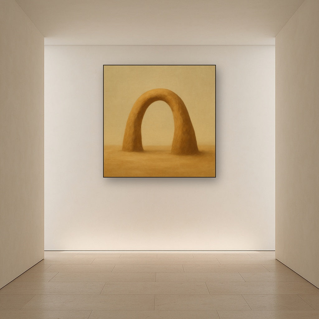 Warm Beige Travertine Arch No. 1 - Modern Fine Art Oil Painting - View 5