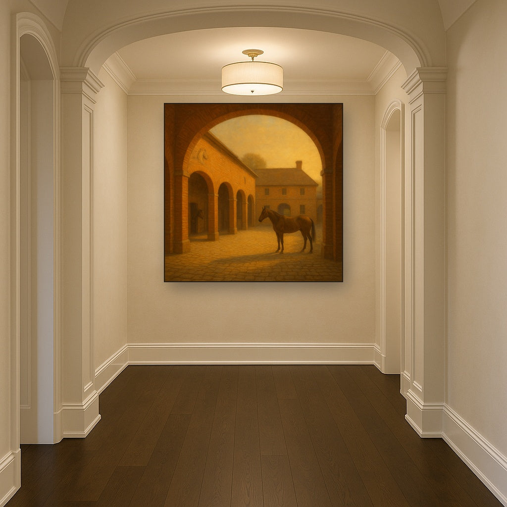 Equestrian Stable Courtyard in Late Afternoon No. 15 Oil Painting - View 5