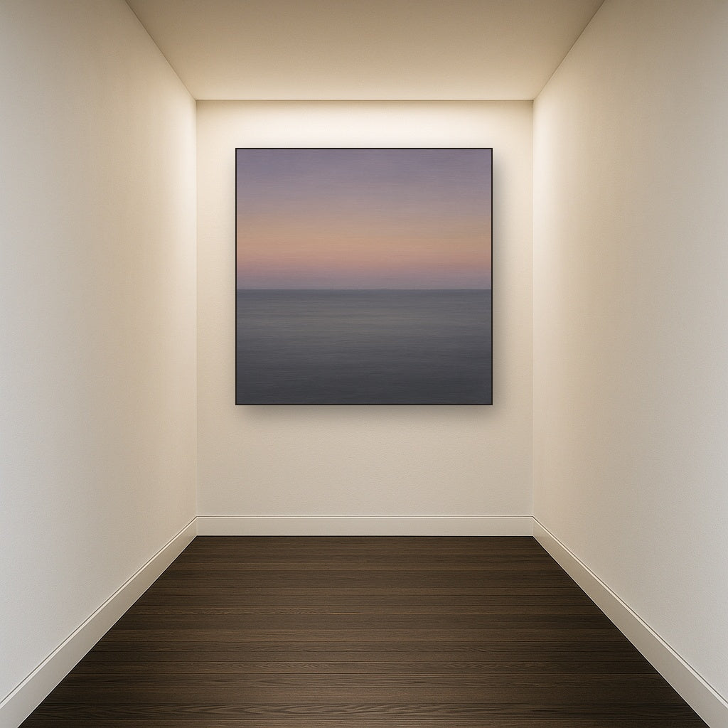 Dusk Horizon in Pale Lavender & Slate No. 3 - Modern Fine Art Oil Painting - View 5