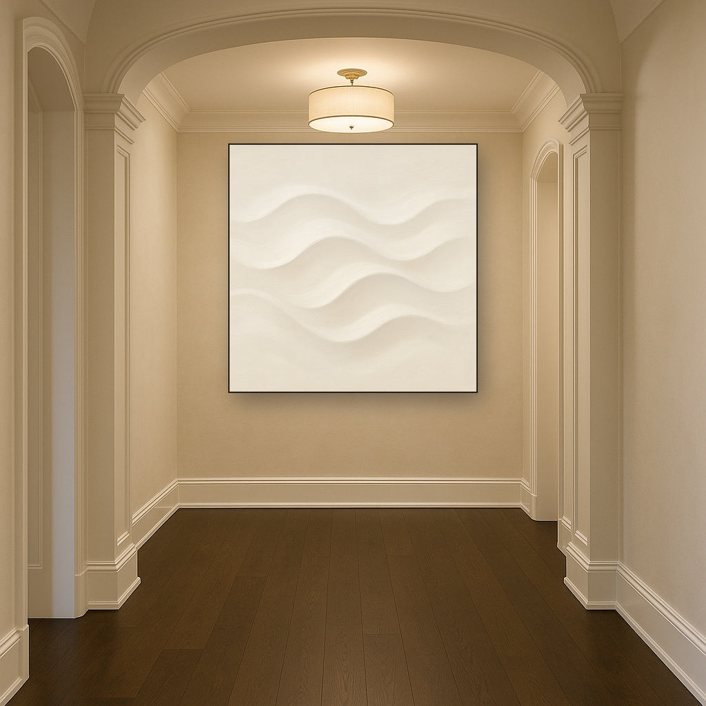 Monochrome Wave Relief No. 2 - Modern Fine Art Oil Painting - View 5