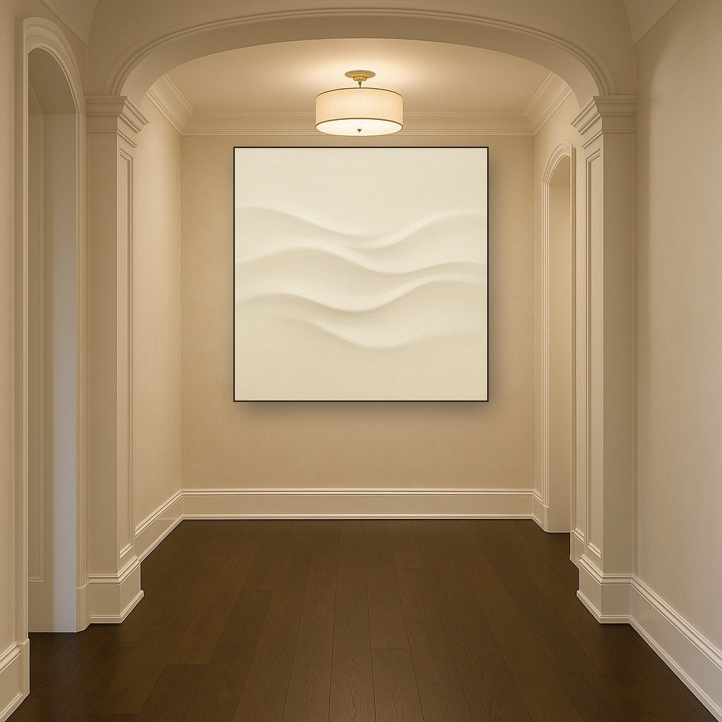 Monochrome Wave Relief No. 2 - Modern Fine Art Oil Painting - View 5