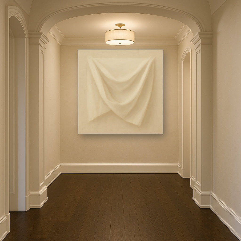 Alabaster Linen Texture Fold No. 4 - Modern Fine Art Oil Painting - View 5