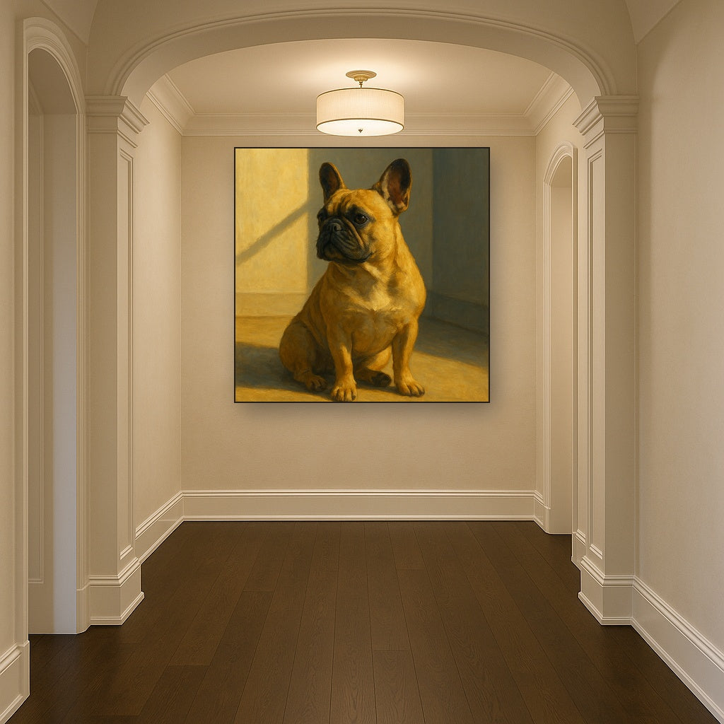 French Bulldog in Sunlit Minimalist Studio No. 13 Fine Art Oil Painting - View 5