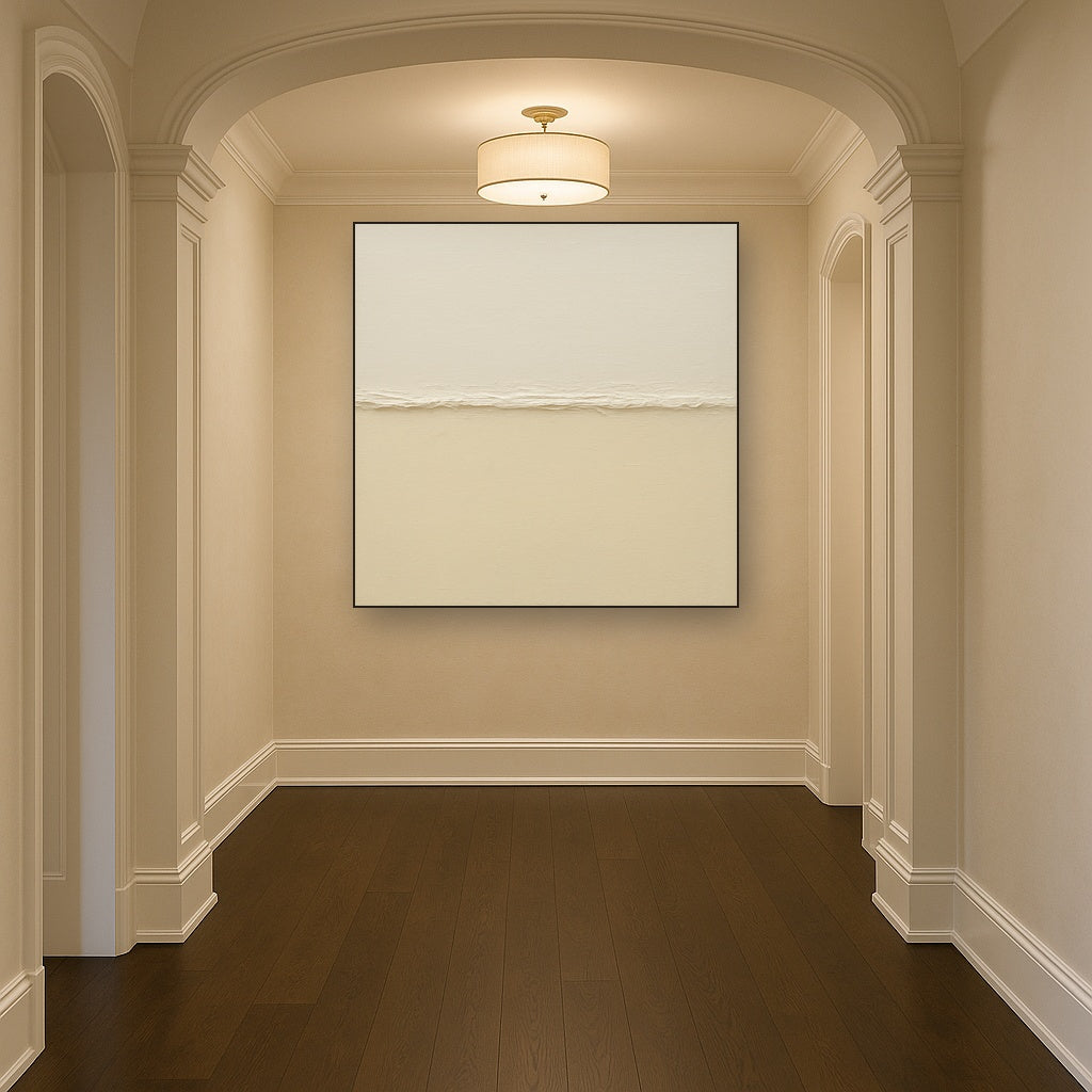Minimalist White Horizon Band No. 7 - Modern Fine Art Oil Painting - View 5