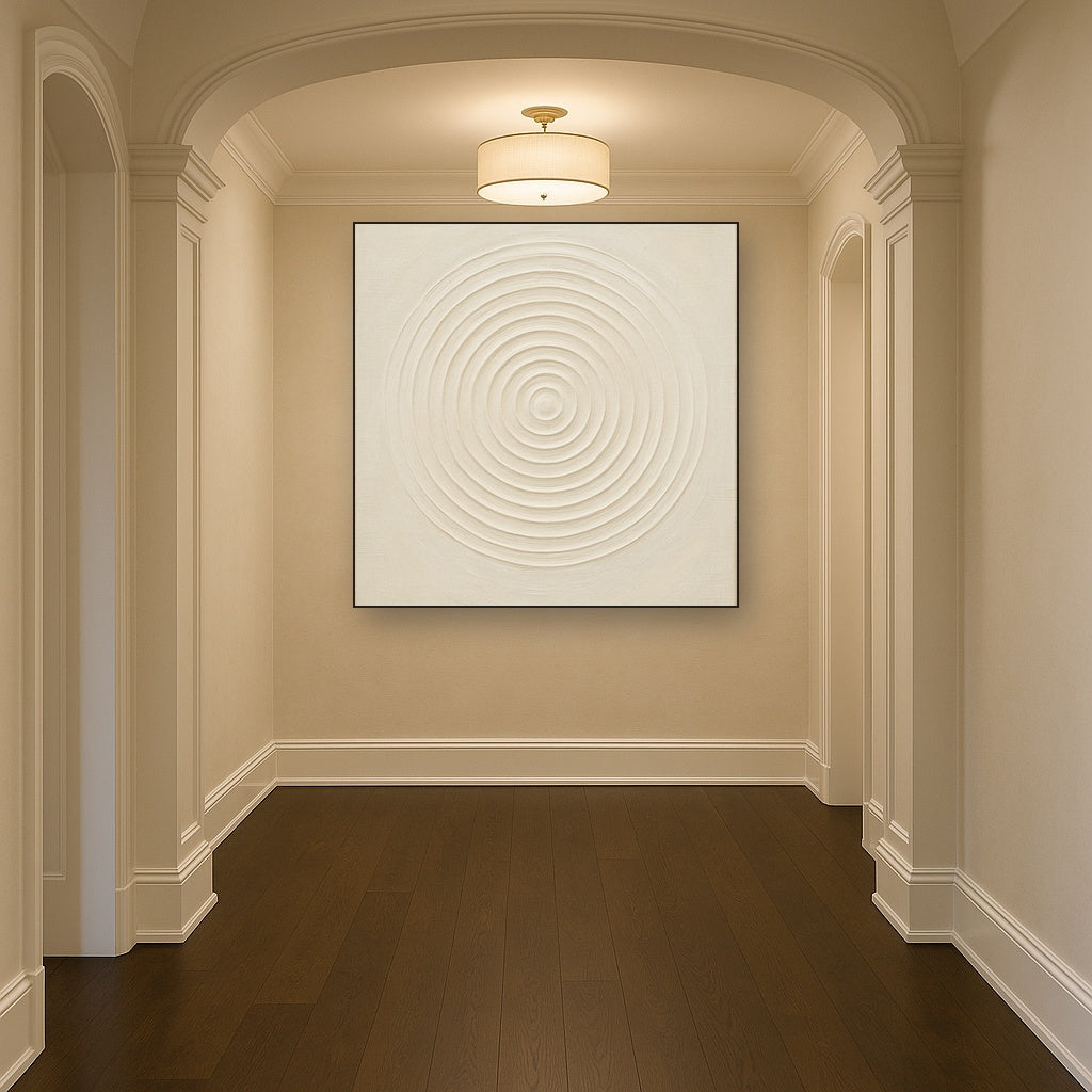 Concentric Zen Circles in Ivory No. 8 - Modern Fine Art Oil Painting - View 5