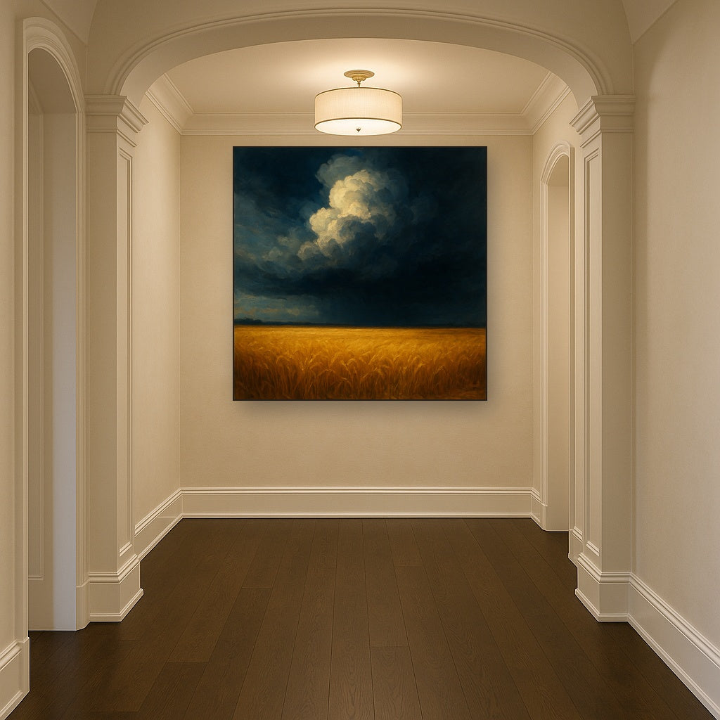 Harvest Wheatfield under Dramatic Thunderhead Sky No. 4 Fine Art Oil Painting - View 5
