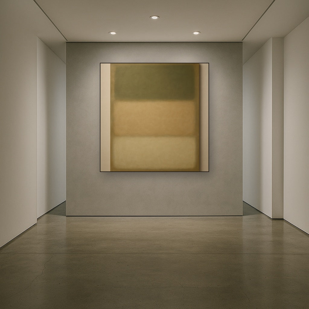 Sage Olive & Pale Sandstone Minimalist Harmony No. 22 Oil Painting - View 5