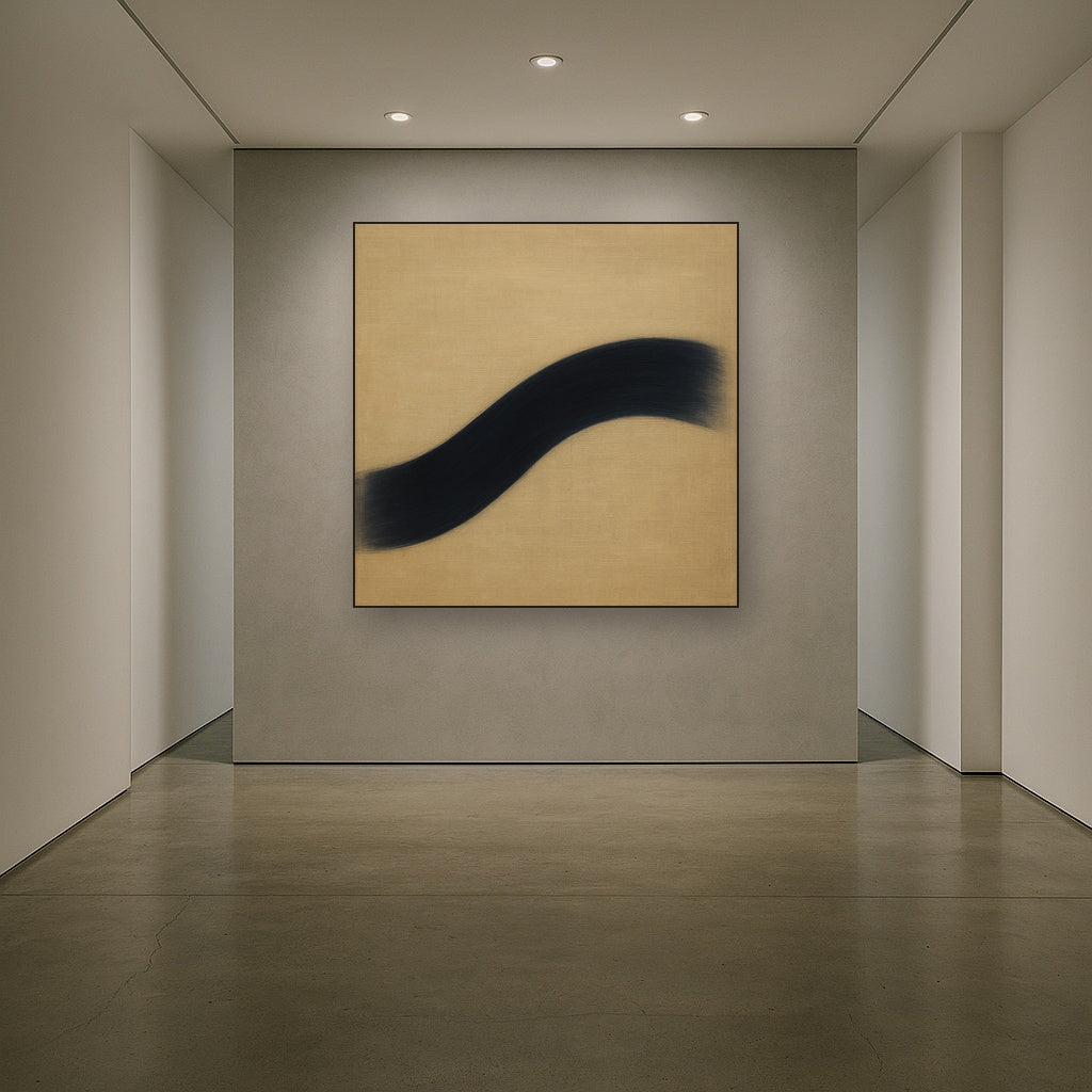 Navy Indigo & Warm Sand Sweep No. 2 - Modern Fine Art Oil Painting - View 5