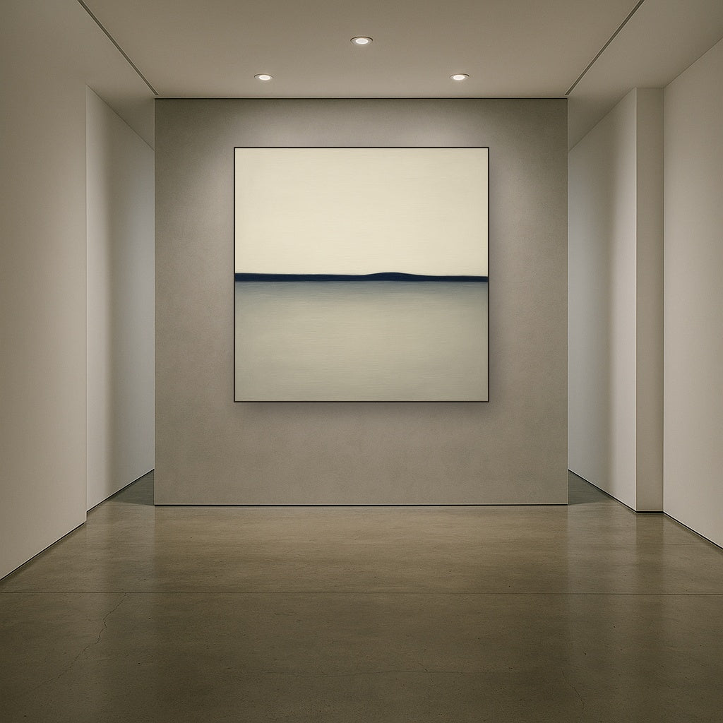 Minimalist Continuous Line Horizon in Deep Indigo No. 11 Fine Art Oil Painting - View 5