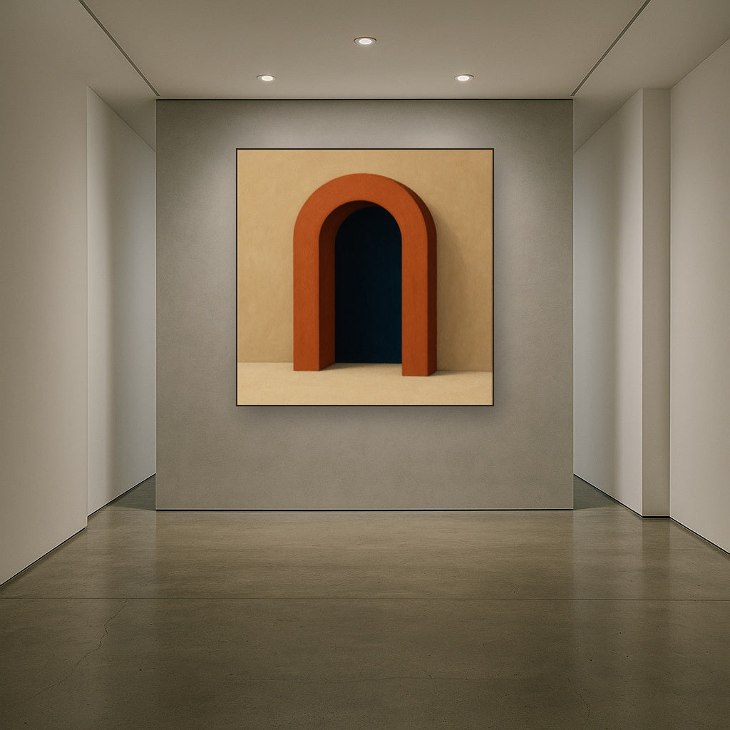 Terracotta Clay & Cream Arch No. 4 - Modern Fine Art Oil Painting - View 5
