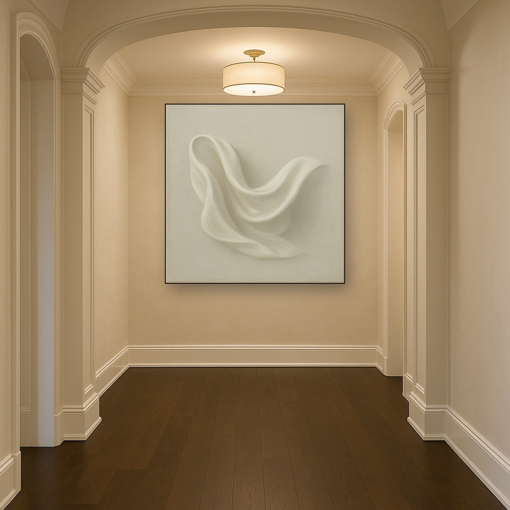 Alabaster Linen Texture Fold No. 4 - Modern Fine Art Oil Painting - View 5