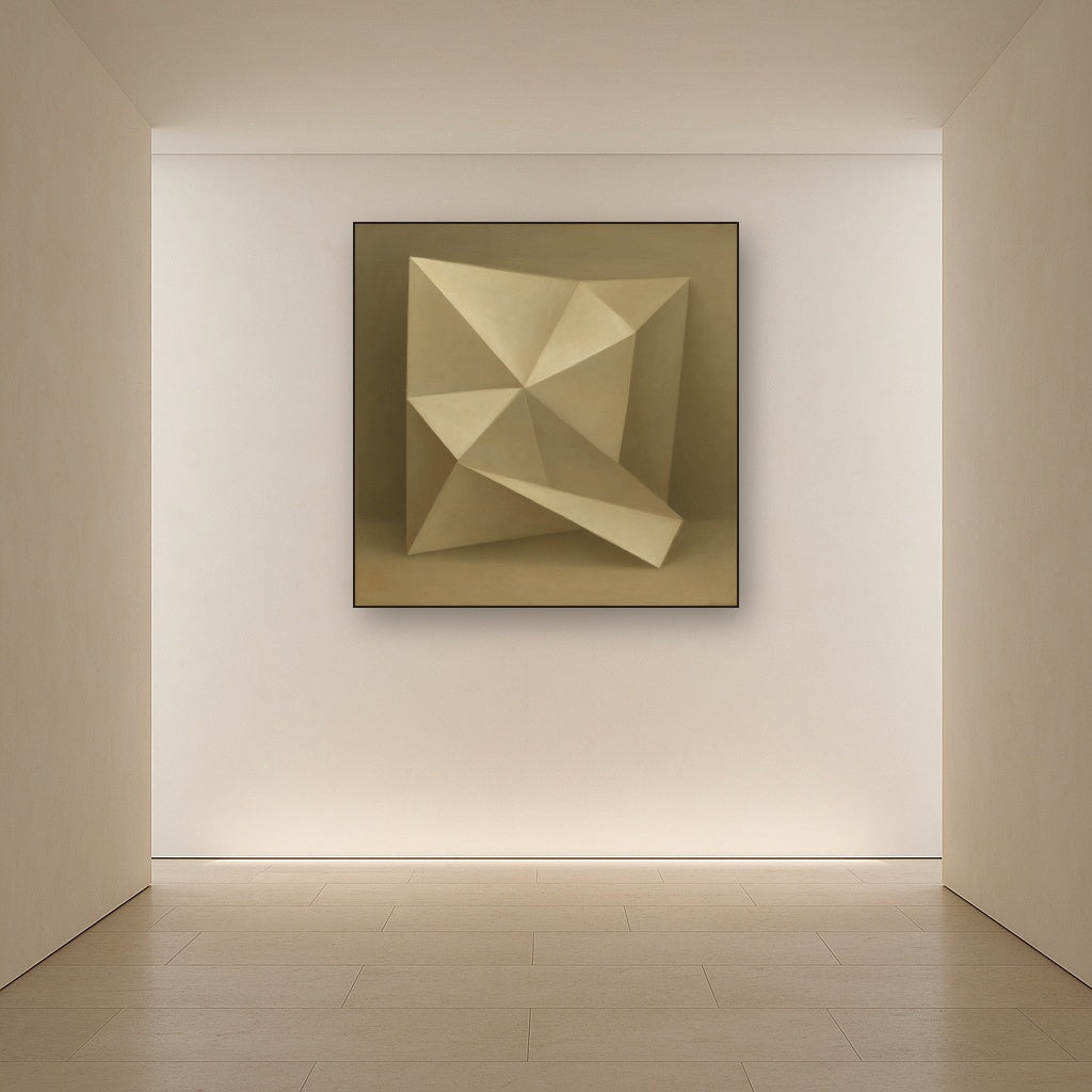 Folded Paper Geometry in Neutral Gradient Shadows No. 6 Oil Painting - View 5