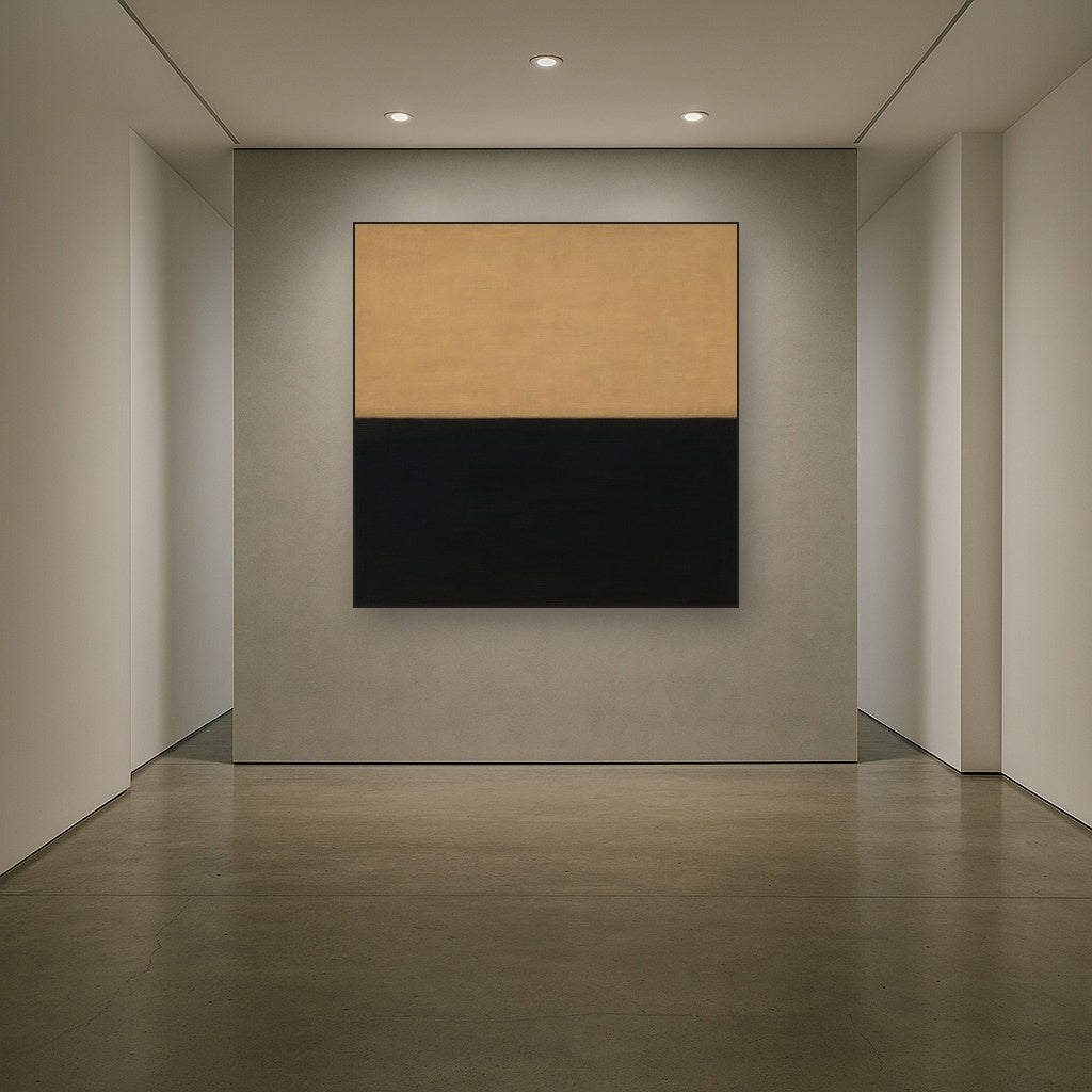 Onyx & Warm Biscuit Horizon No. 9 - Modern Fine Art Oil Painting - View 5