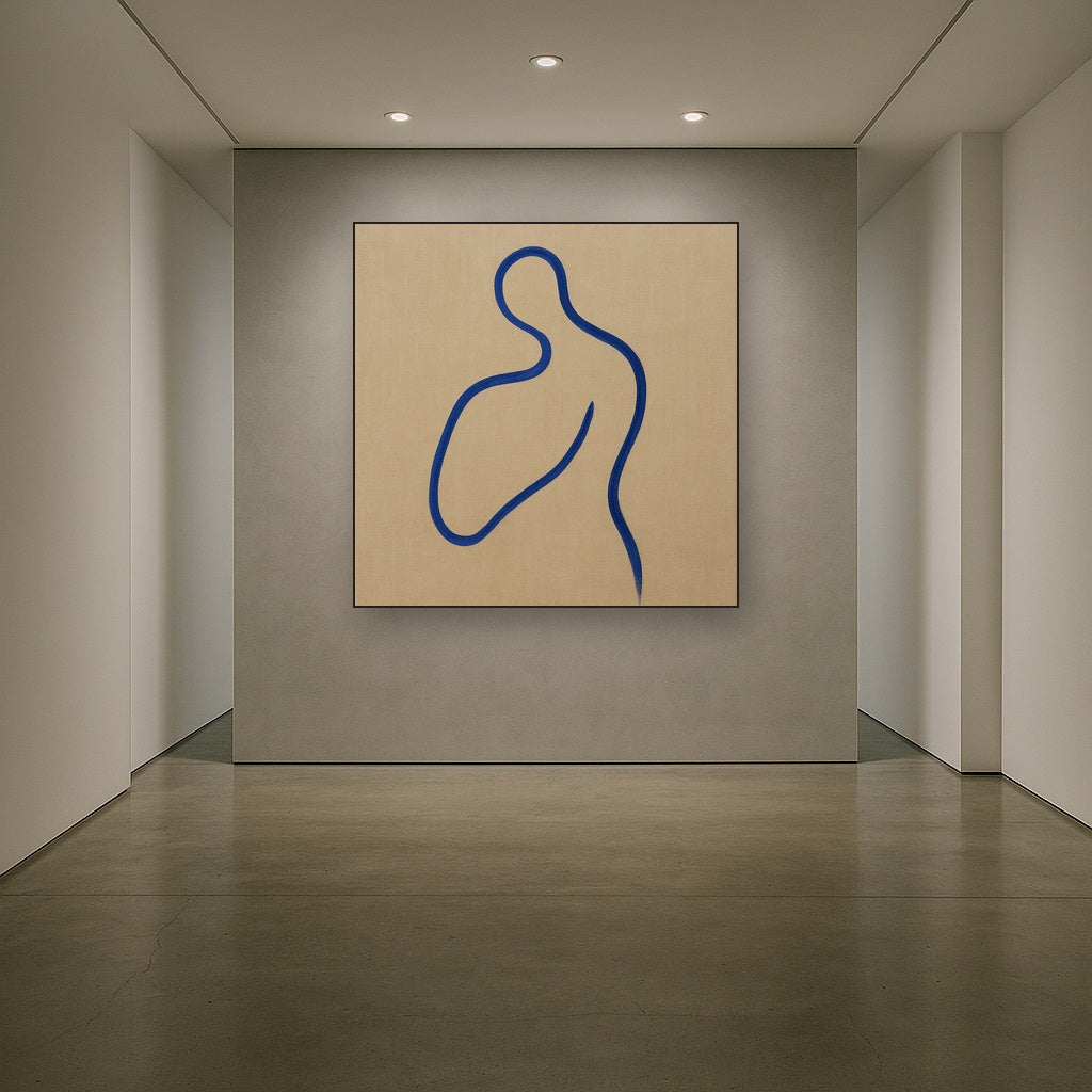 Cobalt Blue & Pale Oat Contour No. 8 - Modern Fine Art Oil Painting - View 5