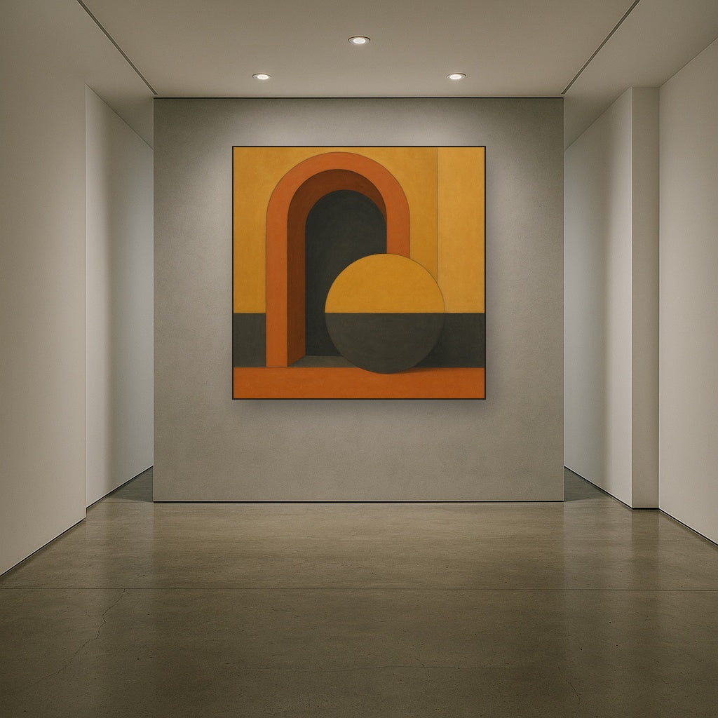 Bauhaus Archway & Terracotta Semicircle Suite No. 3 Fine Art Oil Painting - View 5