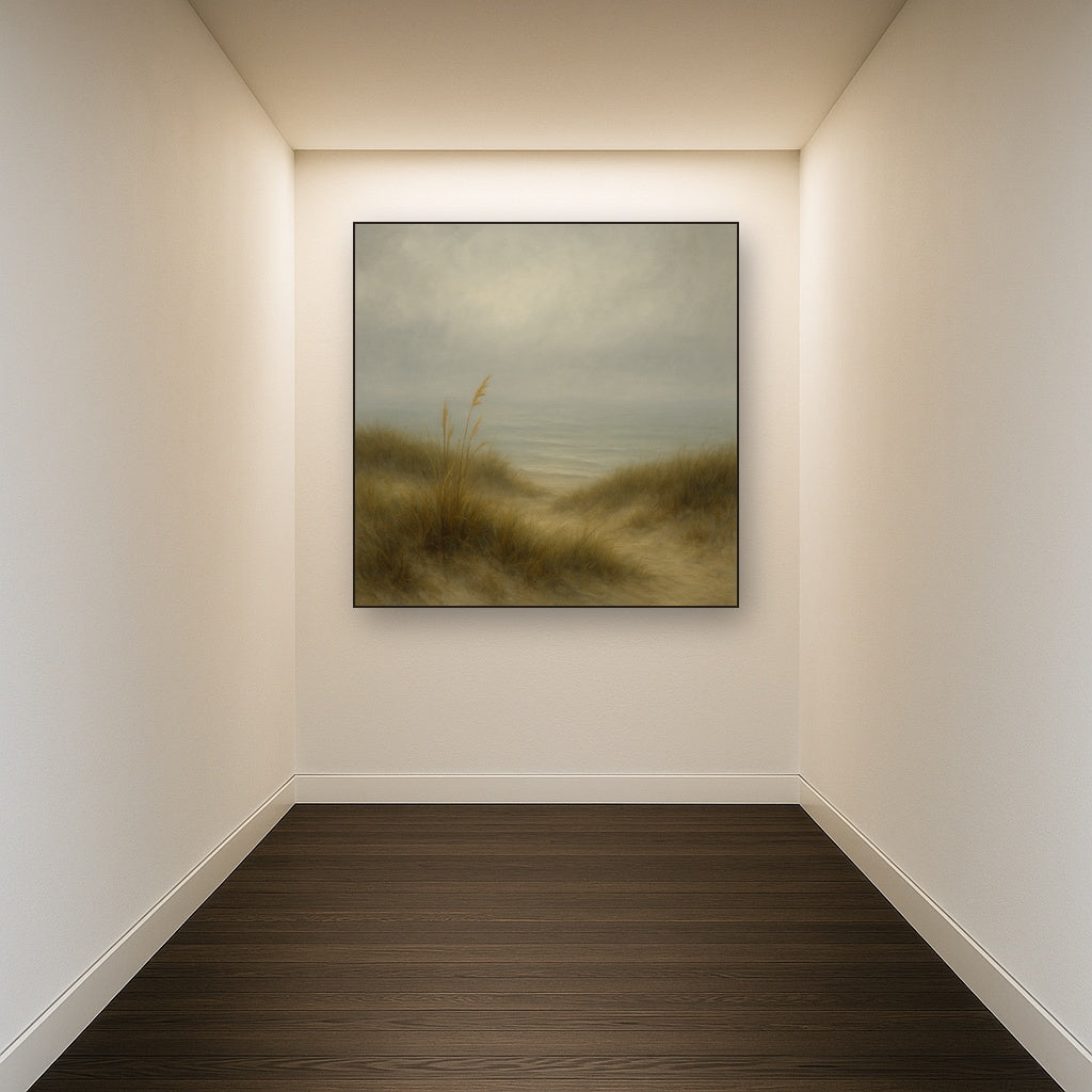 Ethereal Coastal Sea Fog over Silent Dunes No. 2 Fine Art Oil Painting - View 5