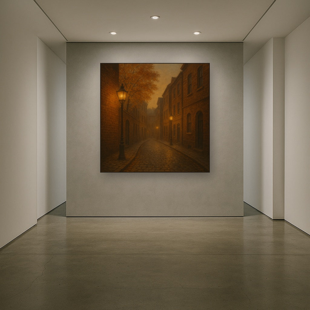 London Gaslamp Alley in Autumn Dusk No. 13 Oil Painting - View 5