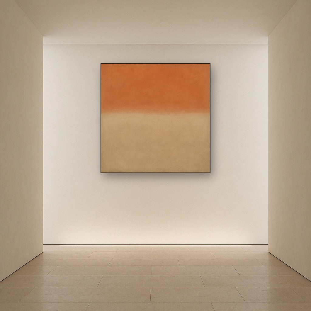 Terracotta & Greige Earth Bands No. 6 - Modern Fine Art Oil Painting - View 5