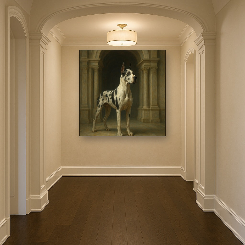 Regal Great Dane in Grand Architectural Hall No. 11 Fine Art Oil Painting - View 5