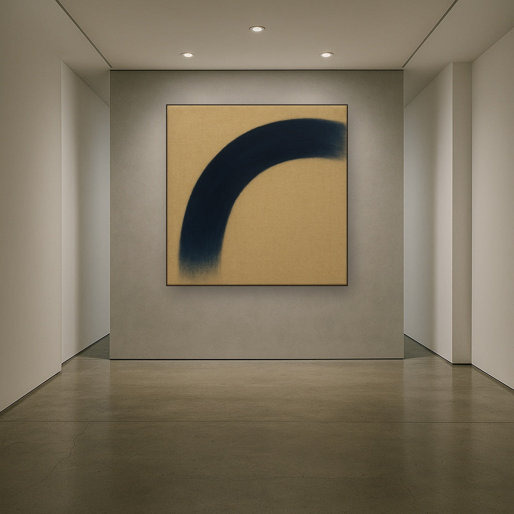 Navy Indigo & Warm Sand Sweep No. 2 - Modern Fine Art Oil Painting - View 5