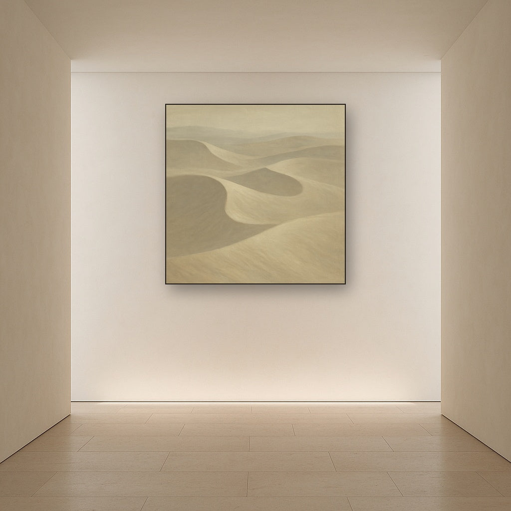 Monochrome Sand Dune Contours & Pale Slate No. 3 Oil Painting - View 5