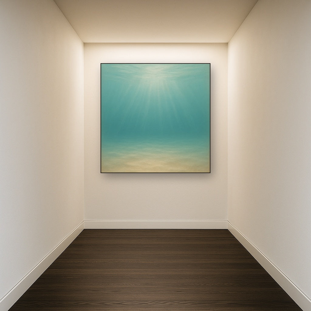 Minimalist Aquamarine Reef Void No. 10 - Modern Fine Art Oil Painting - View 5