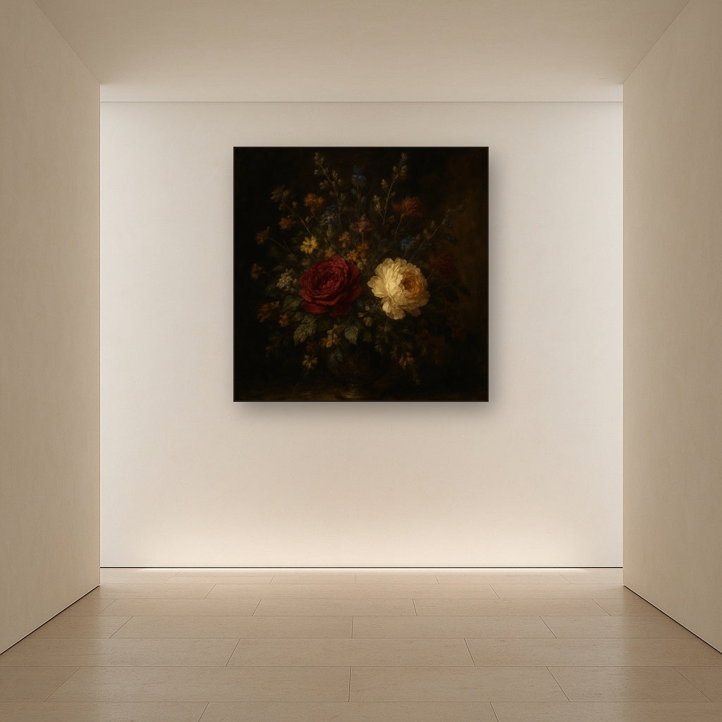 Moody Dutch Master Dark Floral Still Life No. 15 Fine Art Oil Painting - View 5