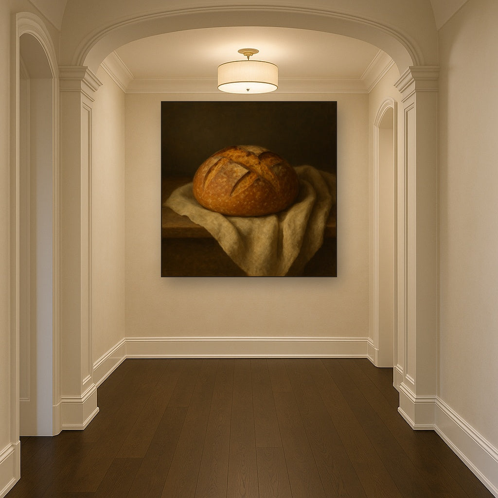 Artisan Sourdough Boule & Linen Drapery No. 2 Oil Painting - View 5