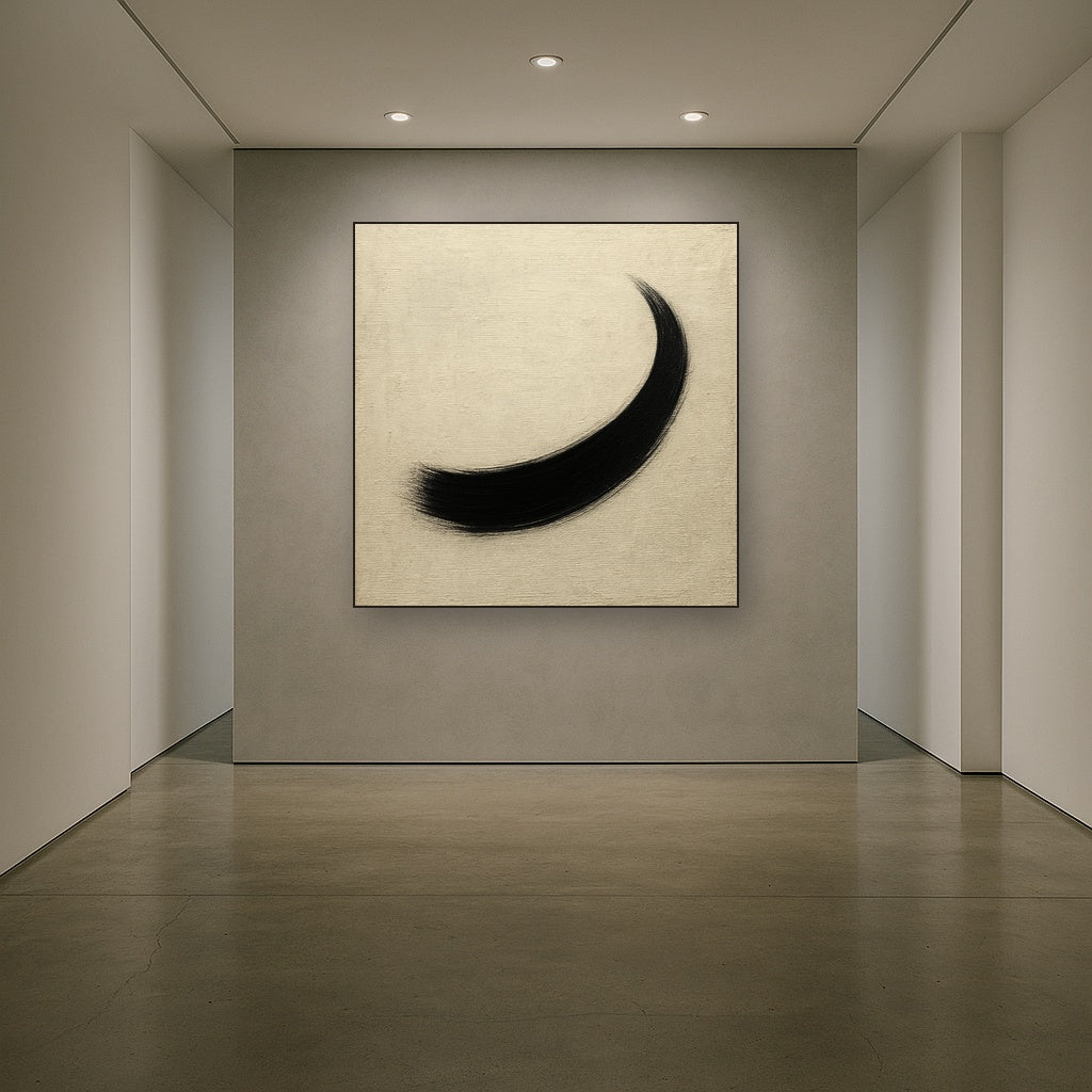 Monochrome Brushstroke Void No. 5 - Modern Fine Art Oil Painting - View 5