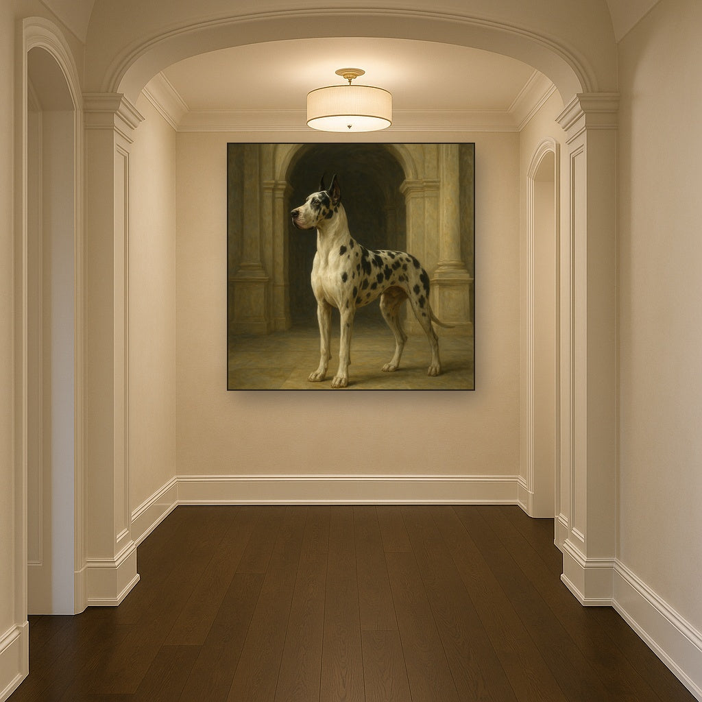 Regal Great Dane in Grand Architectural Hall No. 8 Fine Art Oil Painting - View 5