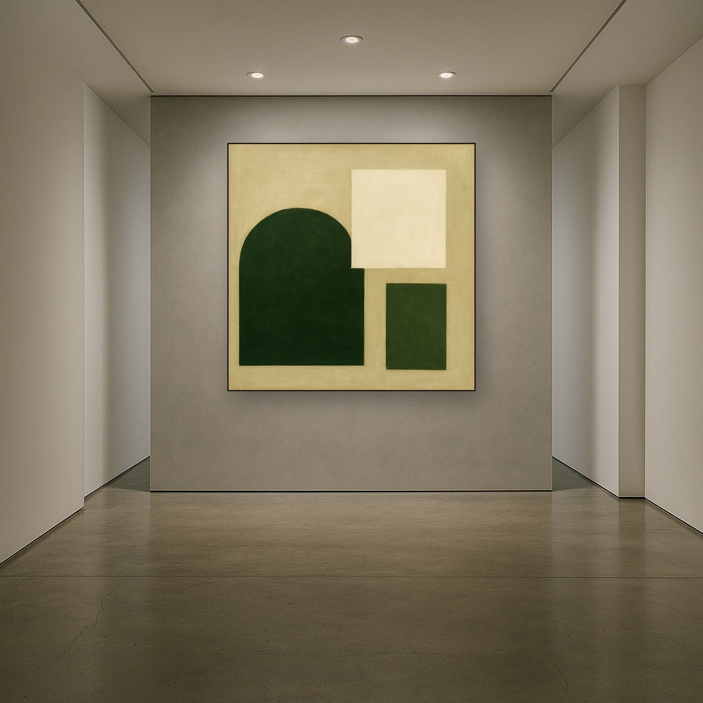 Forest Emerald & Chalk Interlock No. 6 - Modern Fine Art Oil Painting - View 5