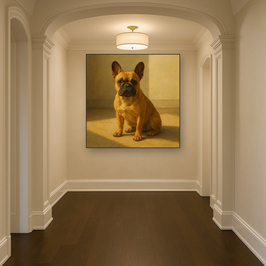 French Bulldog in Sunlit Minimalist Studio No. 14 Fine Art Oil Painting - View 5