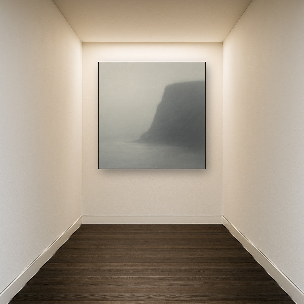 Solitary Headland in Fog No. 9 - Modern Fine Art Oil Painting - View 5