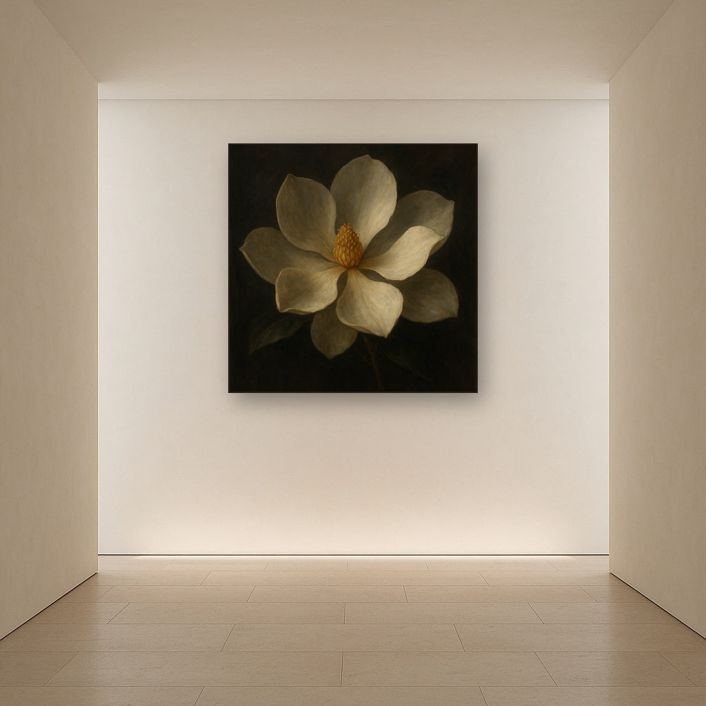 Magnolia Blossom in Quiet Chiaroscuro Fine Art Oil Painting - View 5