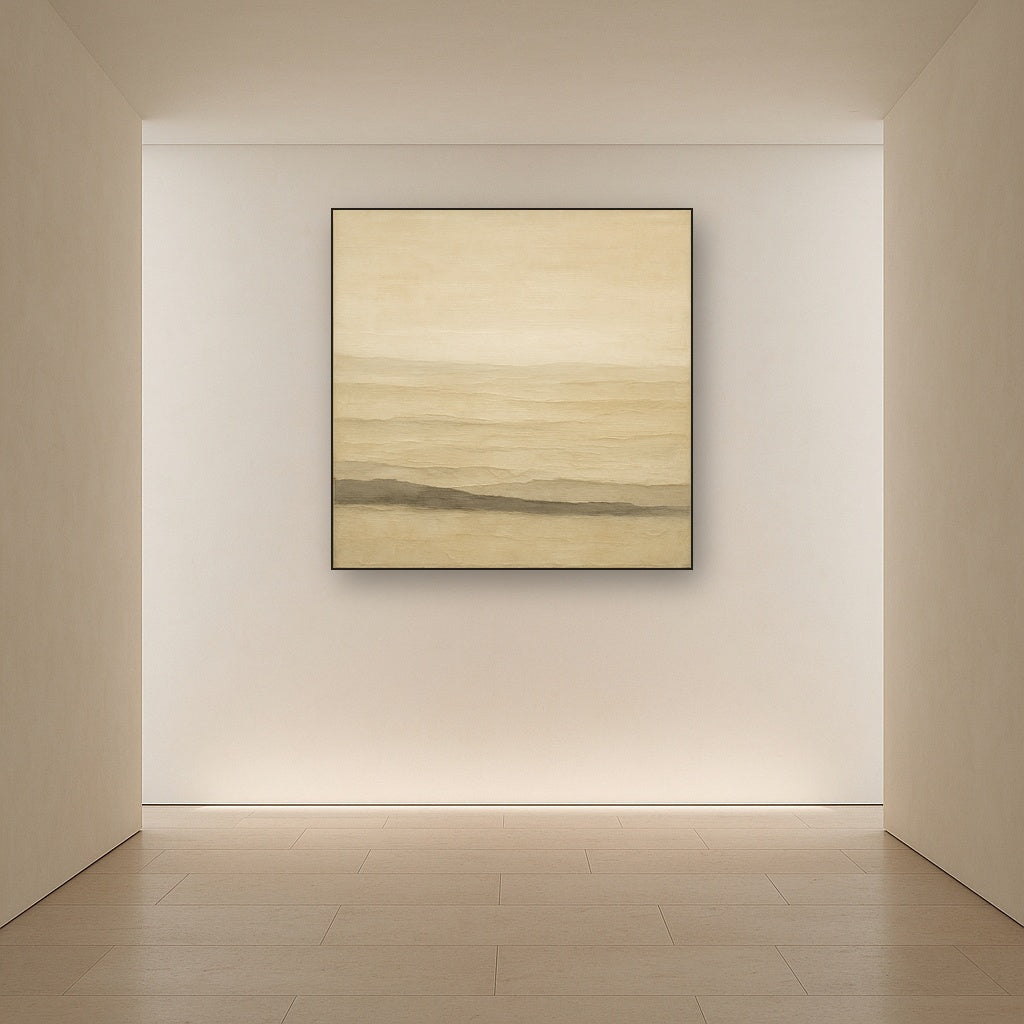 Raw Limestone Horizon & Washed Linen No. 22 Oil Painting - View 5