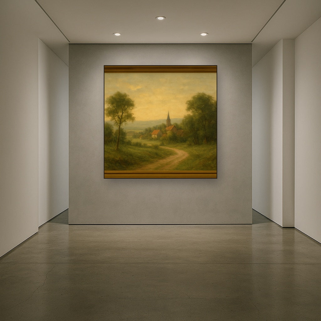 Rome Piazza Fountain in Morning Sunlight No. 6 Oil Painting Staged in Bright Entryway and Hallway Gallery Wall, Hand Painted Fine Art on Linen