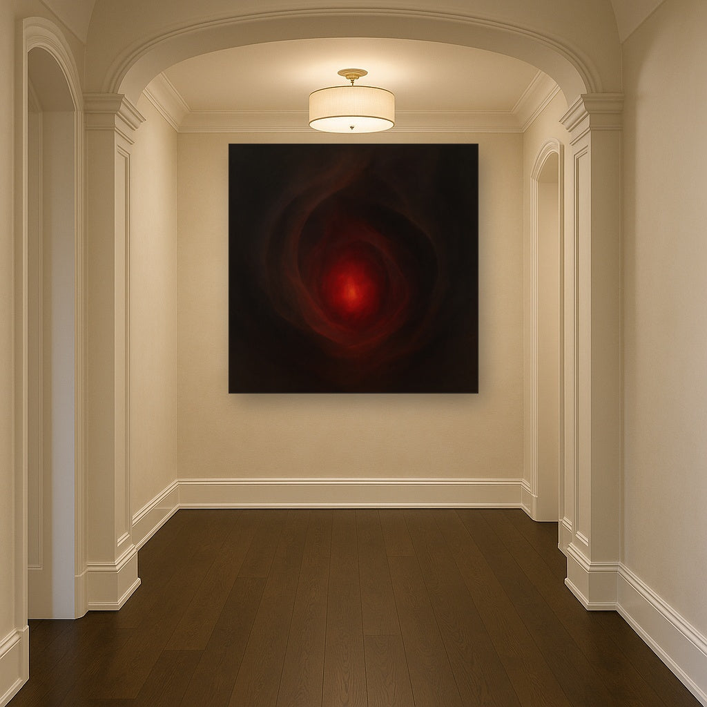 Smoky Ruby & Warm Obsidian Veils No. 3 Oil Painting - View 5