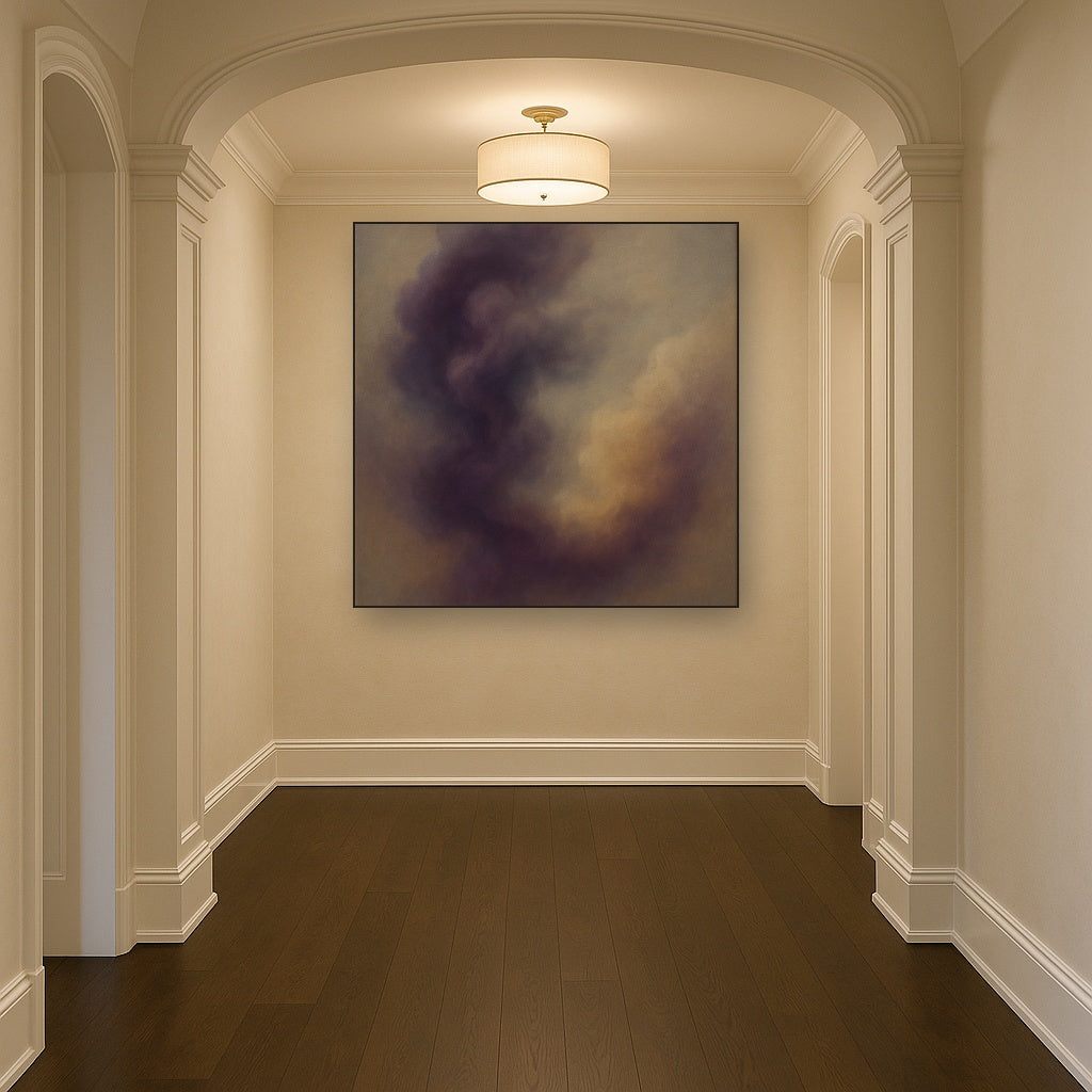 Gilded Plum & Soft Smoke Cloud Harmony No. 5 Oil Painting - View 5