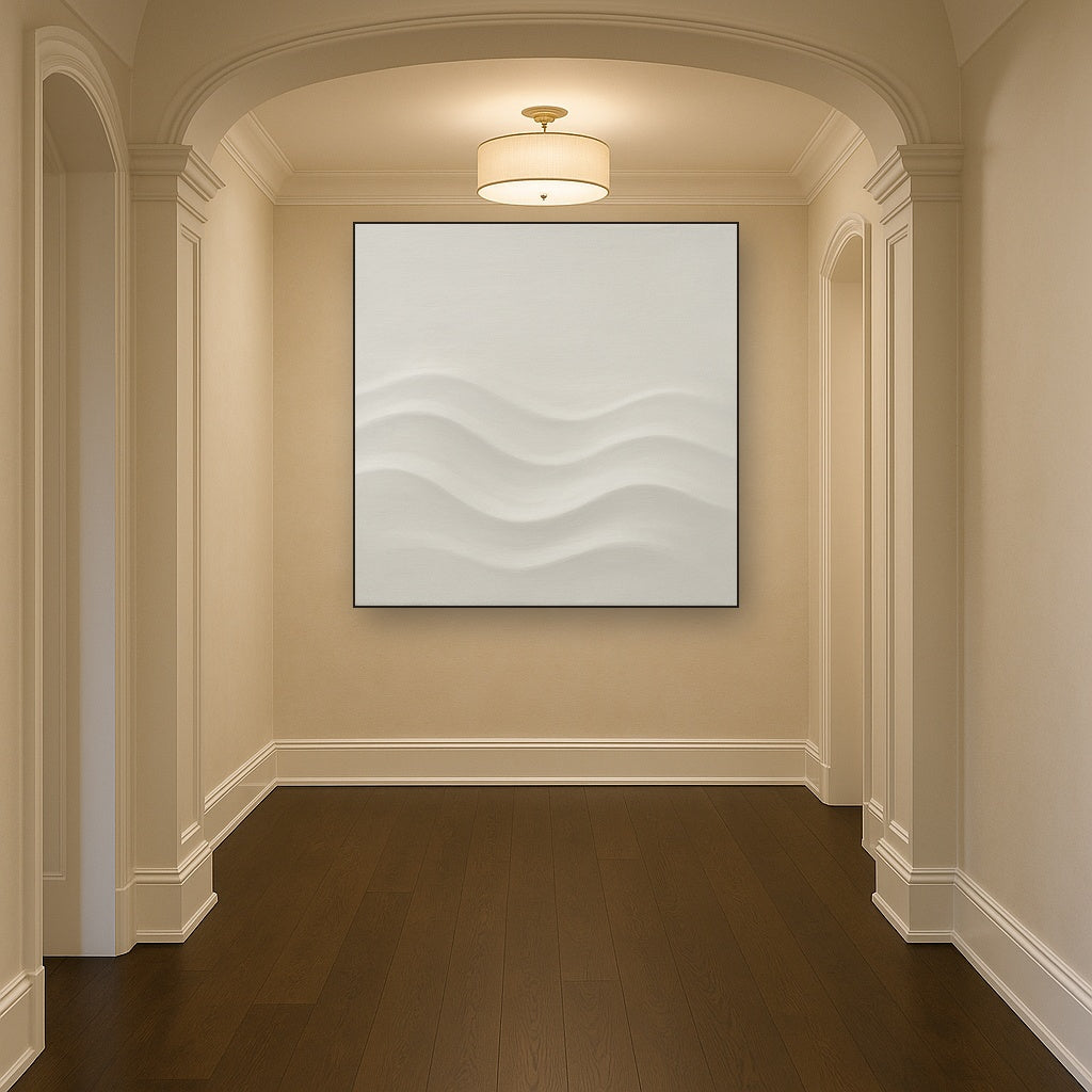 Monochrome Wave Relief No. 2 - Modern Fine Art Oil Painting - View 5