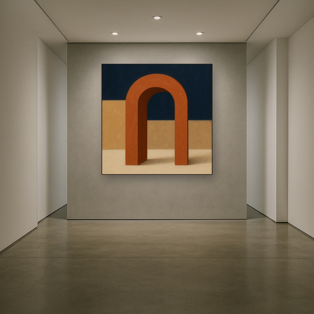 Terracotta Clay & Cream Arch No. 4 - Modern Fine Art Oil Painting - View 5
