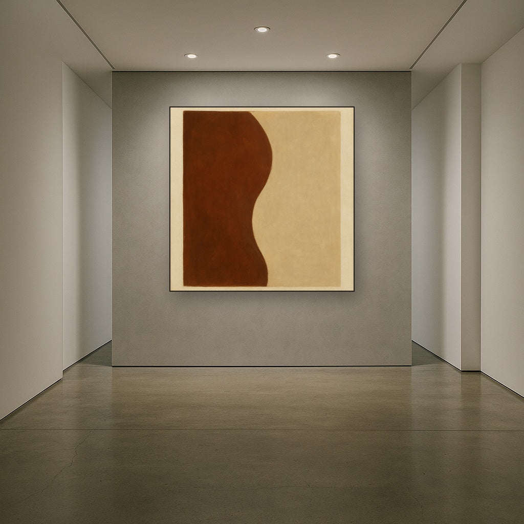 Burnt Umber & Greige Duet No. 7 - Modern Fine Art Oil Painting - View 5