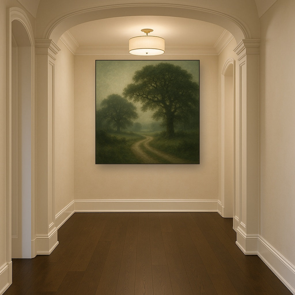 Misty English Countryside Lane No. 8 Oil Painting - View 5