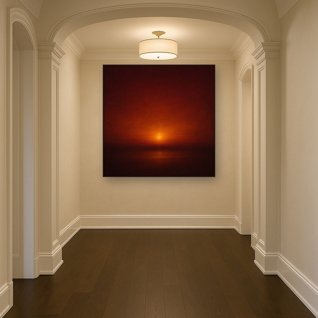 Deep Garnet & Amber Candlelight Horizon No. 19 Oil Painting - View 5